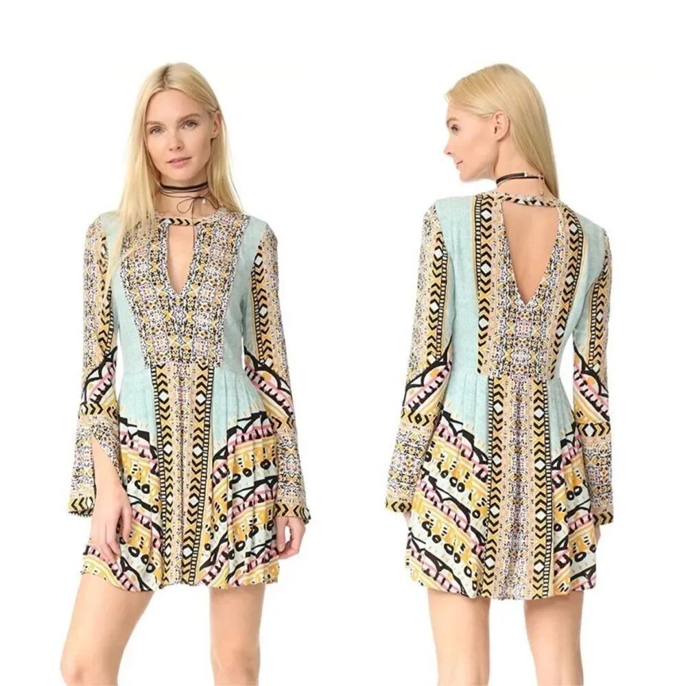 Free People Tegan Border Printed Mini Dress